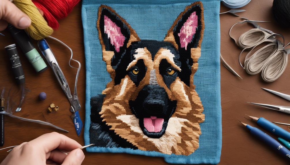 german shepherd needlepoint stocking